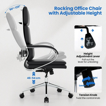 Ergonomic Leather Office Chair Executive Chair with Rocking Function