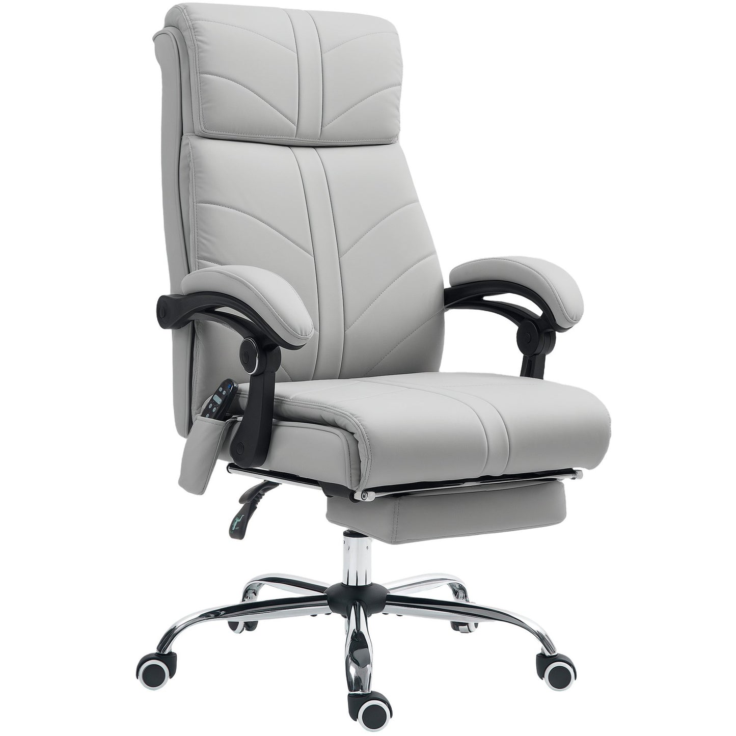 Office Chair with 4 Point Vibration Massage and Heat, Footrest, Light Grey