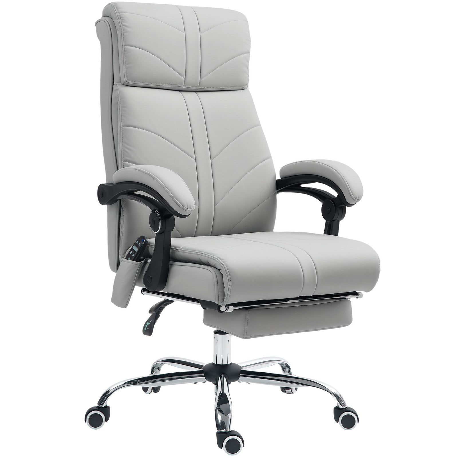 Office Chair with 4 Point Vibration Massage and Heat, Footrest, Light Grey