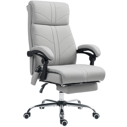Office Chair with 4 Point Vibration Massage and Heat, Footrest, Light Grey