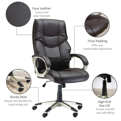 Executive Computer Office Desk Chair High Back Faux Leather Swivel Chair