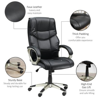 Executive Computer Office Desk Chair High Back Faux Leather Swivel Chair