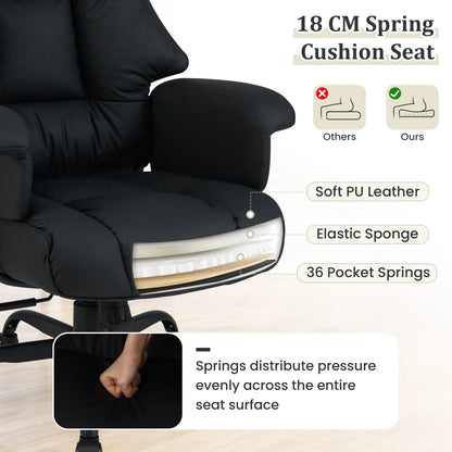 Ergonomic Office Chair with Spring Cushion Seat and Adjustable Swivel Seat