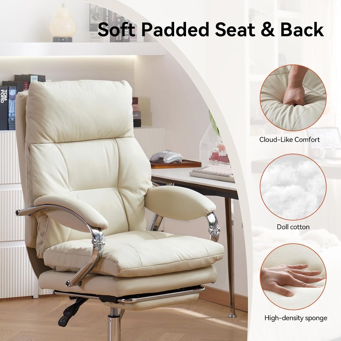 Office Chair with Footrest Reclining Desk Chair with Lumbar Support