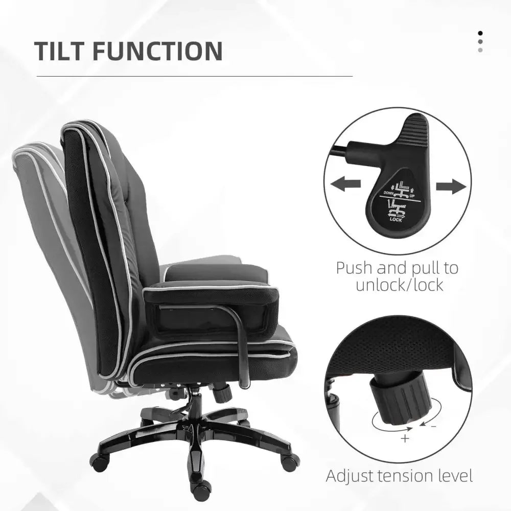 Black PU Executive Office Chair with Recline & Style - Ergo Heights