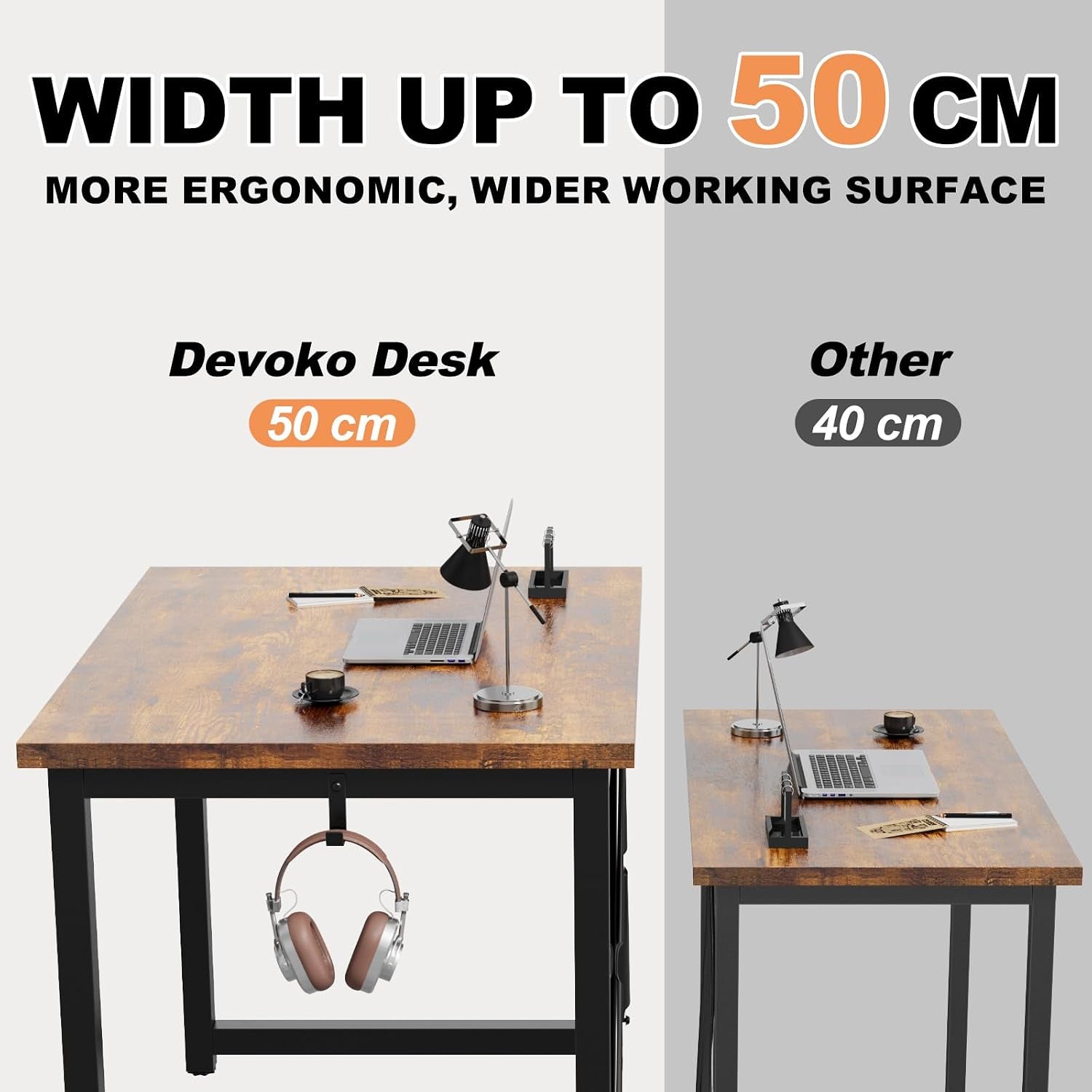 Computer Desk 80 X 50 X 75 Cm, Home Office, Study Writing Desks Small Desks for Small Spaces, Laptop Table for Home Workstations, Industrial Design Black Desk Metal Frame, Rustic Brown