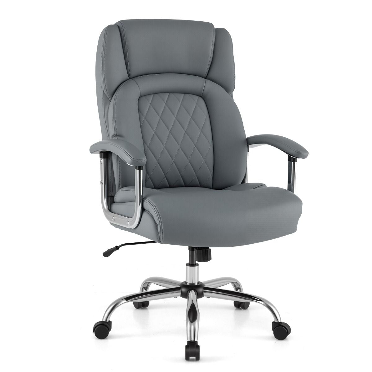 Leather Office Chair with Rocking Mode and Armrests