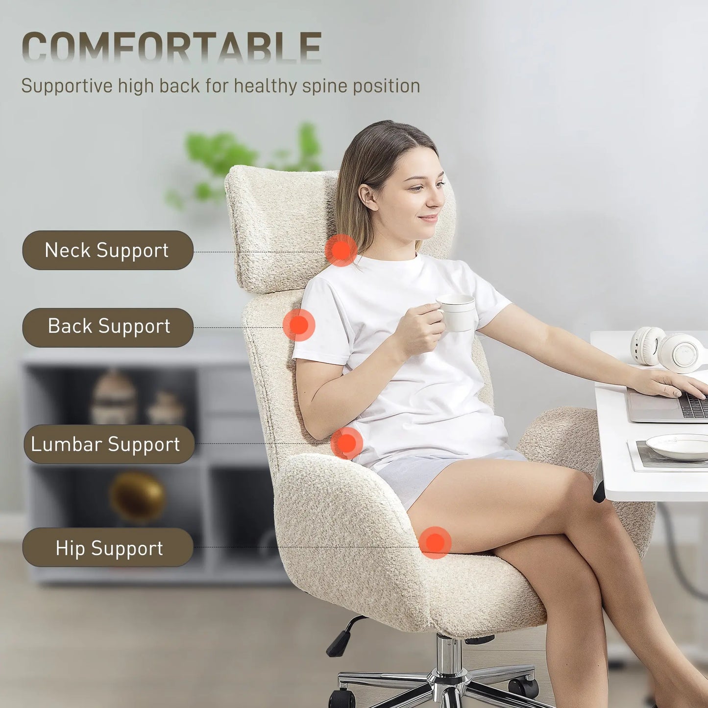 Desk Chair with Adjustable Headrest, Spring Pack, Office Chair