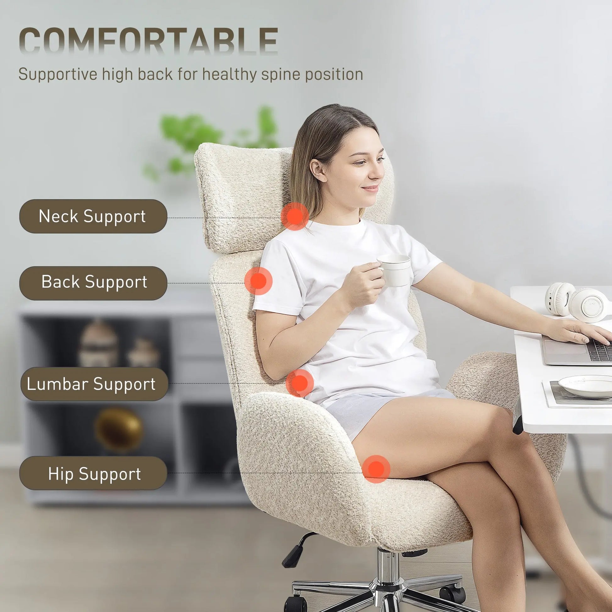 Desk Chair with Adjustable Headrest, Spring Pack, Office Chair