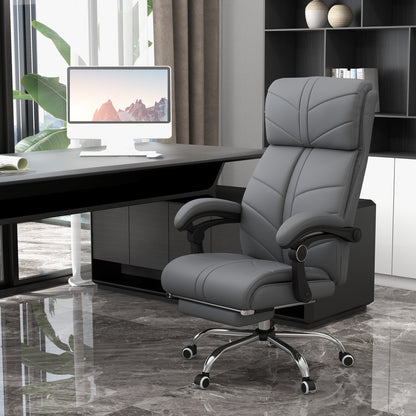 Office Chair with 4 Point Vibration Massage and Heat, Footrest, Light Grey