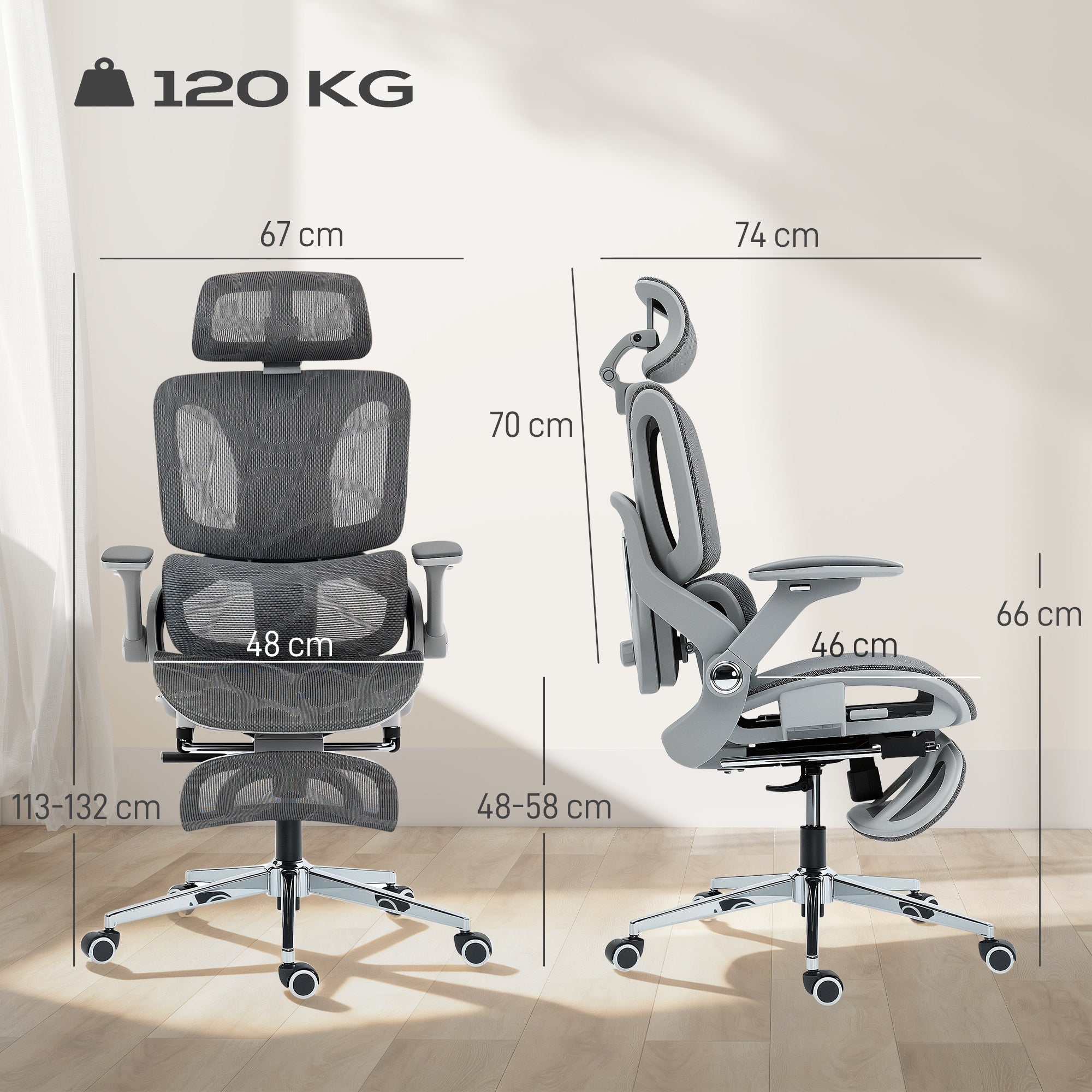 Ergonomic Office Chair with Separated Backrest, High Back Mesh Desk Chair