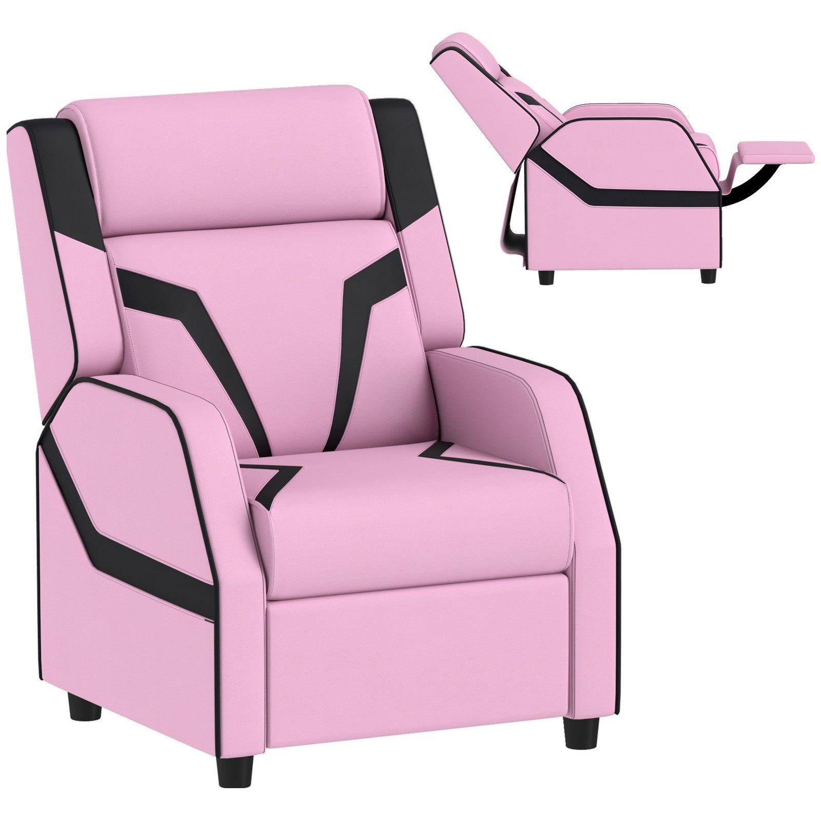 AIYAPLAY Kids Recliner, PU Leather Toddler Armchair Gaming Chair, Pink