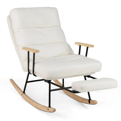 Nursery Rocking Chair Teddy Velvet Upholstered Rocking Chair