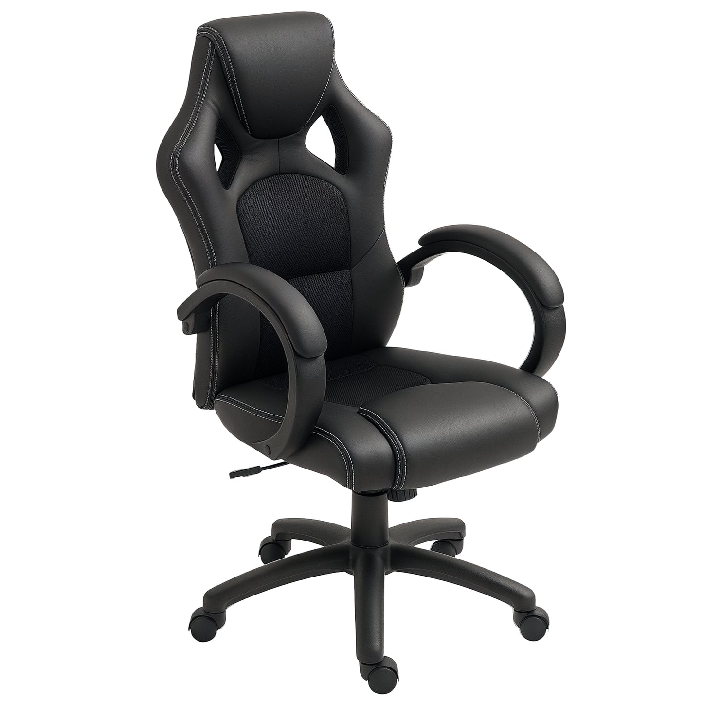 Vinsetto Racing Gaming Chair, PU Leather Swivel Office Gamer Chair Black