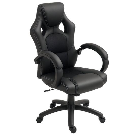 Vinsetto Racing Gaming Chair, PU Leather Swivel Office Gamer Chair Black