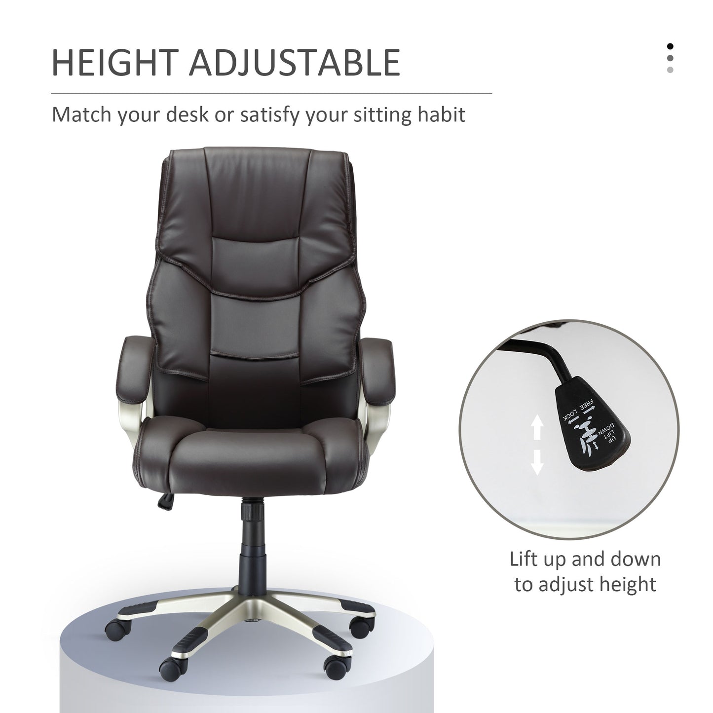 Executive Computer Office Desk Chair High Back Faux Leather Swivel Chair