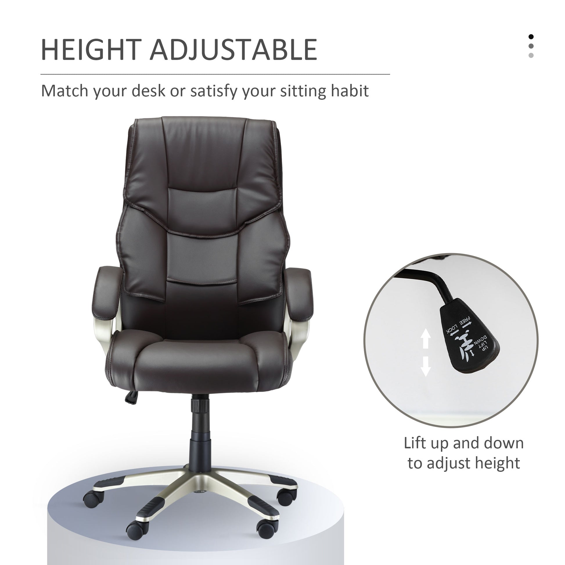 Executive Computer Office Desk Chair High Back Faux Leather Swivel Chair