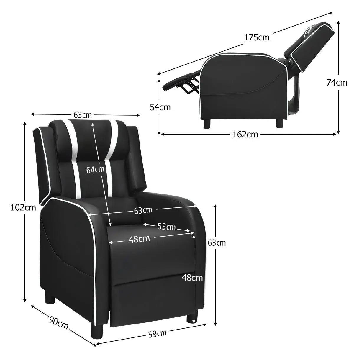 Adjustable Gaming Chair with Footrest Headrest and Lumbar Support