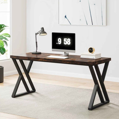 55 Inch Writing Desk with Z-Shaped Metal Legs - Ergo Heights