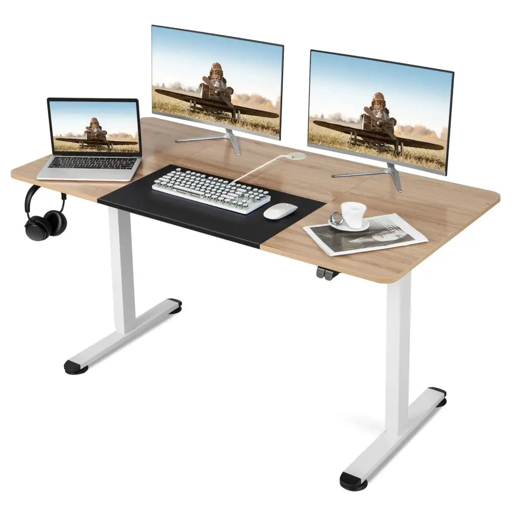 Height Adjustable Home Office Computer Desk with Headphone Hook