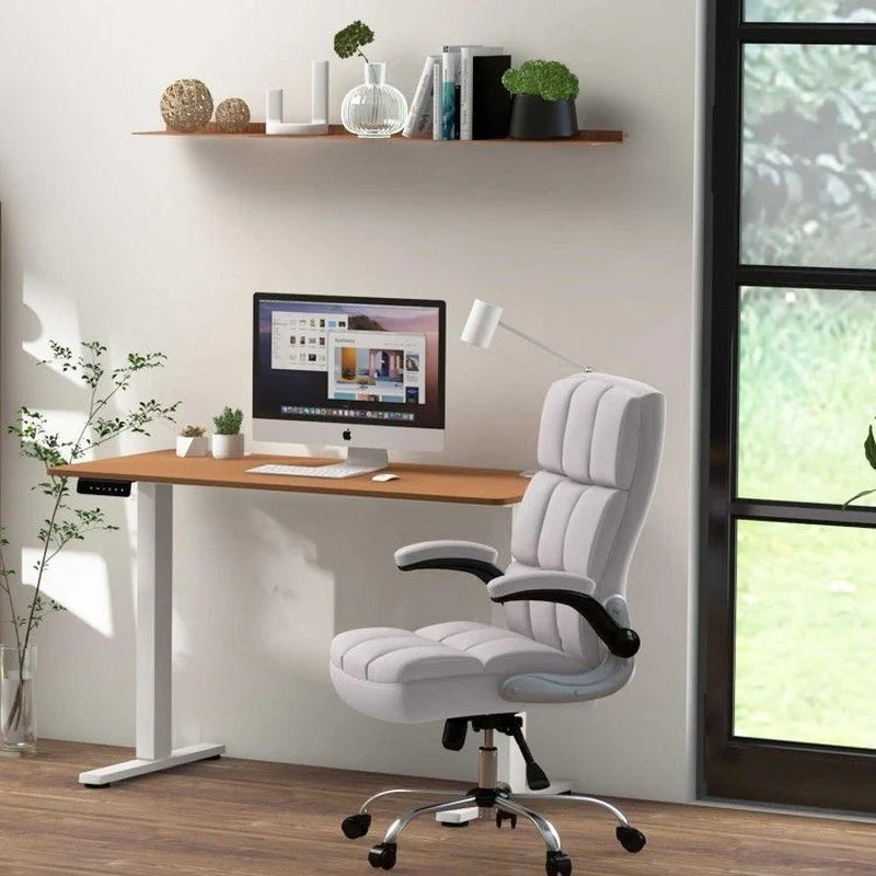 Compact Standing Desk and Executive Chair Set with Memory Heights