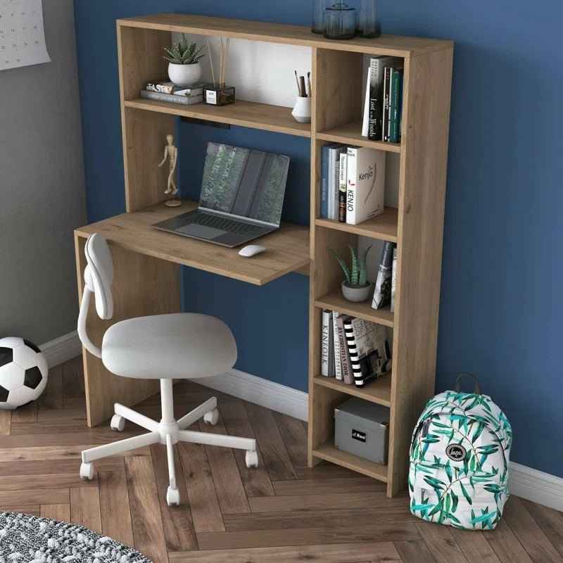 Desk Dghin, Multipurpose Desk, Office Table for PC, Work Plan, 113X40H142 Cm, Oak