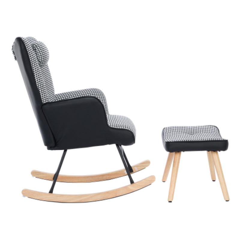 Rocking Chairs for Adults, Tteddy Rocking Chair Relaxing Recliner Chair with Solid Wood Legs High Back Lounge Chairs for Balcony Living Room Bedroom