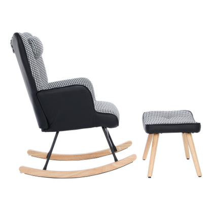 Rocking Chairs for Adults, Tteddy Rocking Chair Relaxing Recliner Chair with Solid Wood Legs High Back Lounge Chairs for Balcony Living Room Bedroom