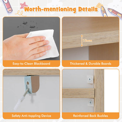 Wooden Kids Table and Chair Set House-Shaped with Blackboard