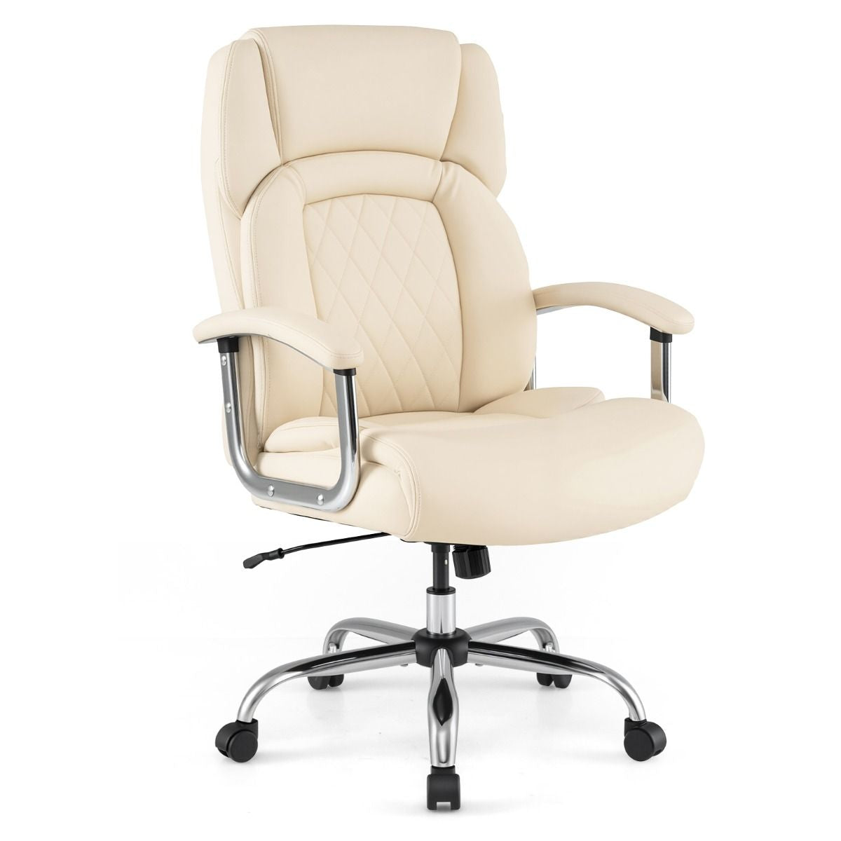 Leather Office Chair with Rocking Mode and Armrests