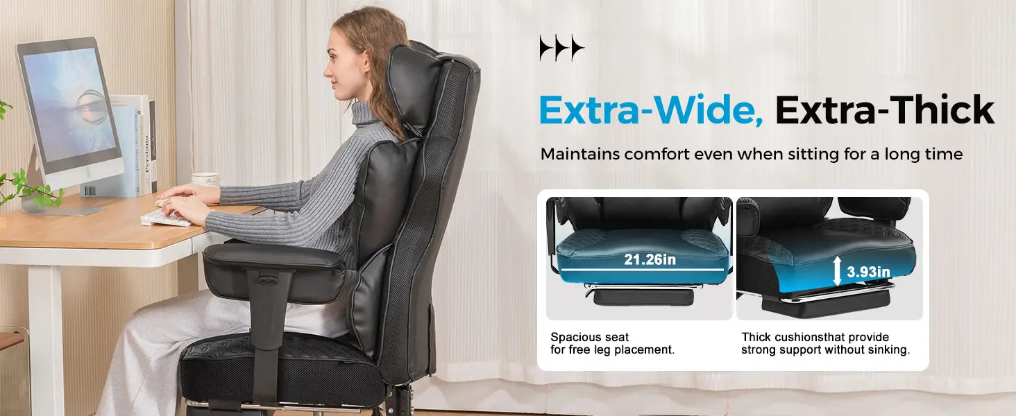 Office Chair High Back PU Leather Executive with Footrest