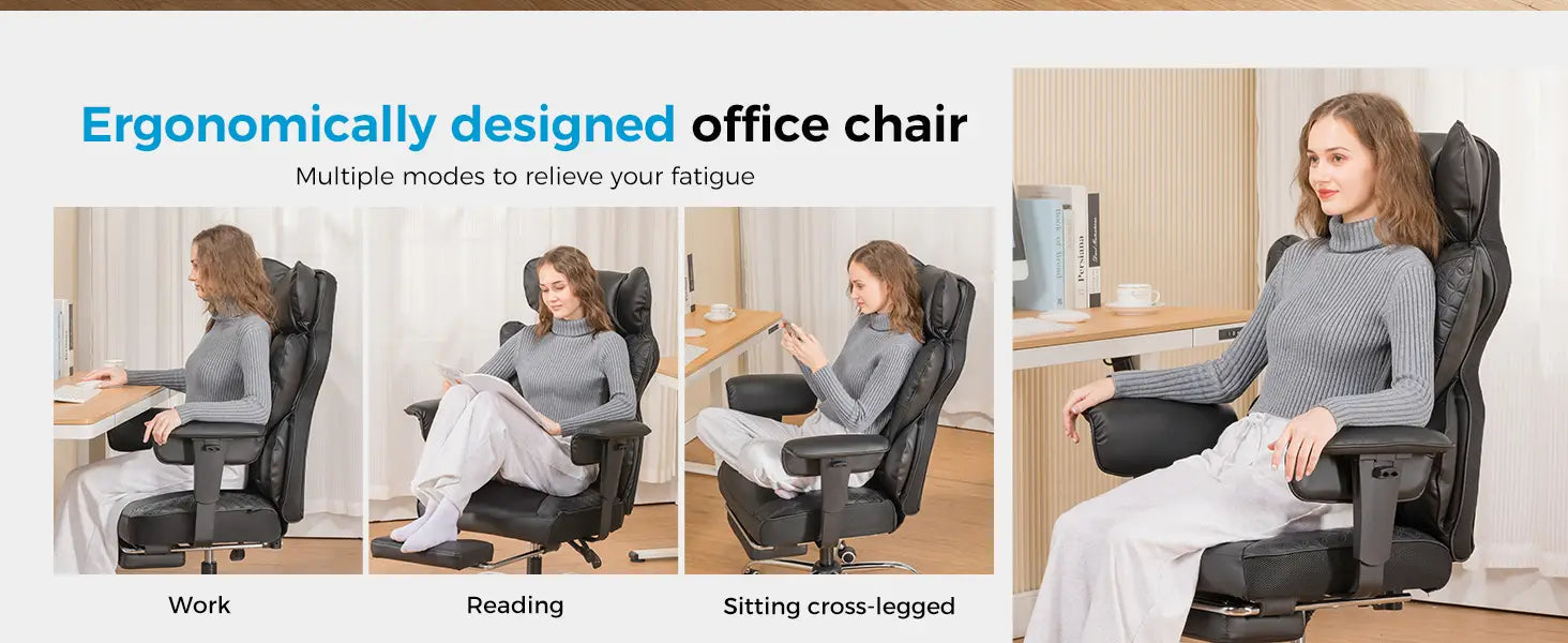 Office Chair High Back PU Leather Executive with Footrest