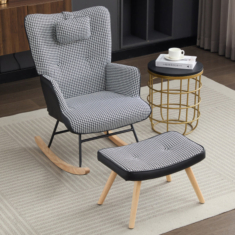 Rocking Chairs for Adults, Tteddy Rocking Chair Relaxing Recliner Chair with Solid Wood Legs High Back Lounge Chairs for Balcony Living Room Bedroom