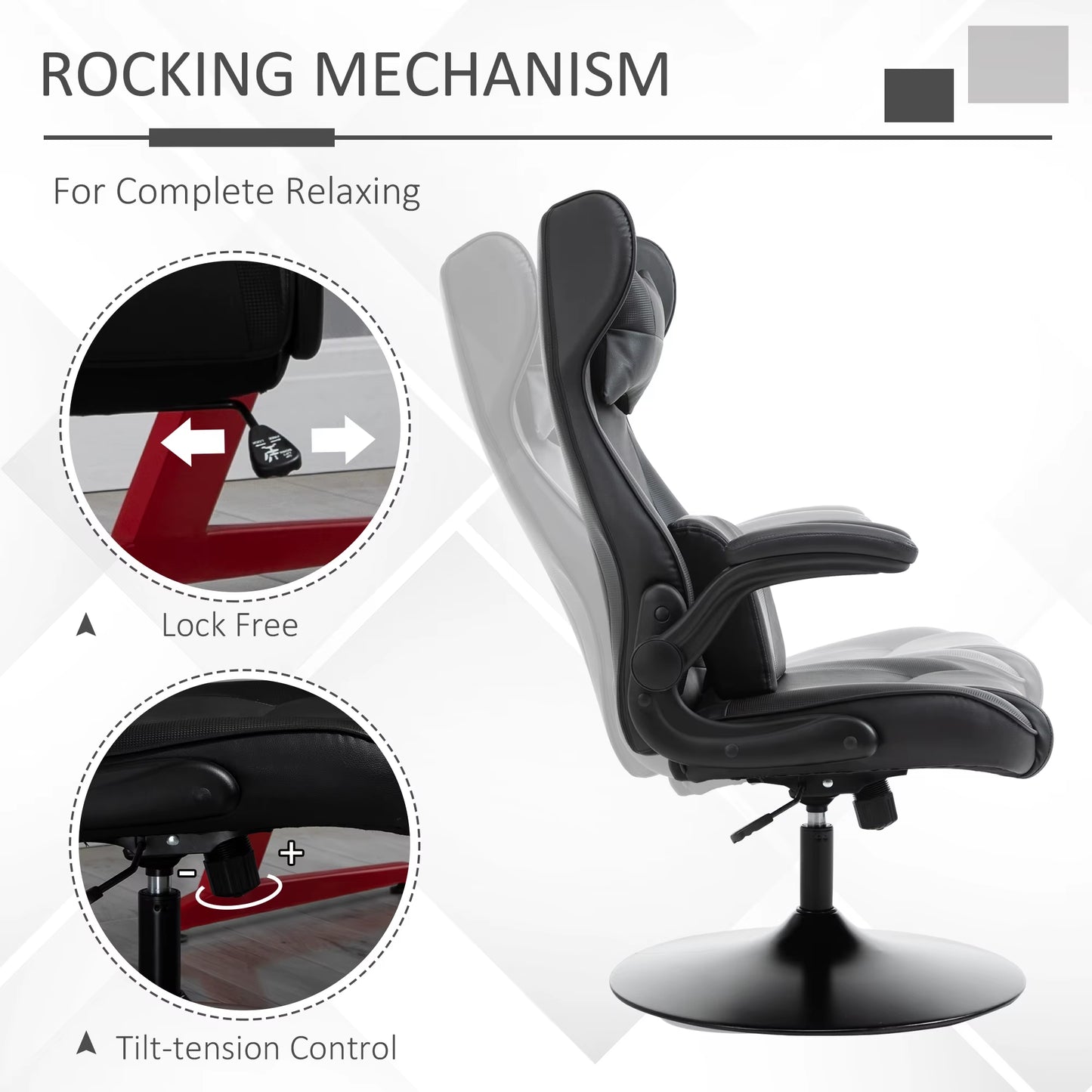 Gaming Chair Home Office Chair W/ Swivel Pedestal Base Lumbar Support