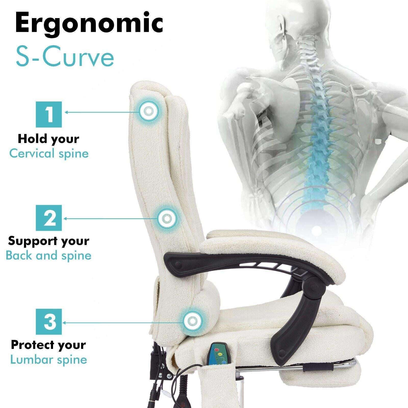 Massage Office Chair Gaming Computer Desk Swivel Recliner Chair Leather Footrest