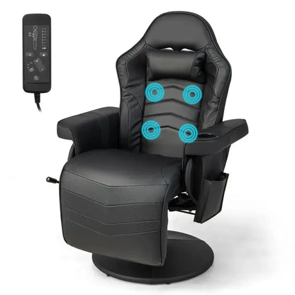 Electric Massage Gaming Chair with Cup Holder and Side Pouch - Ergo Heights