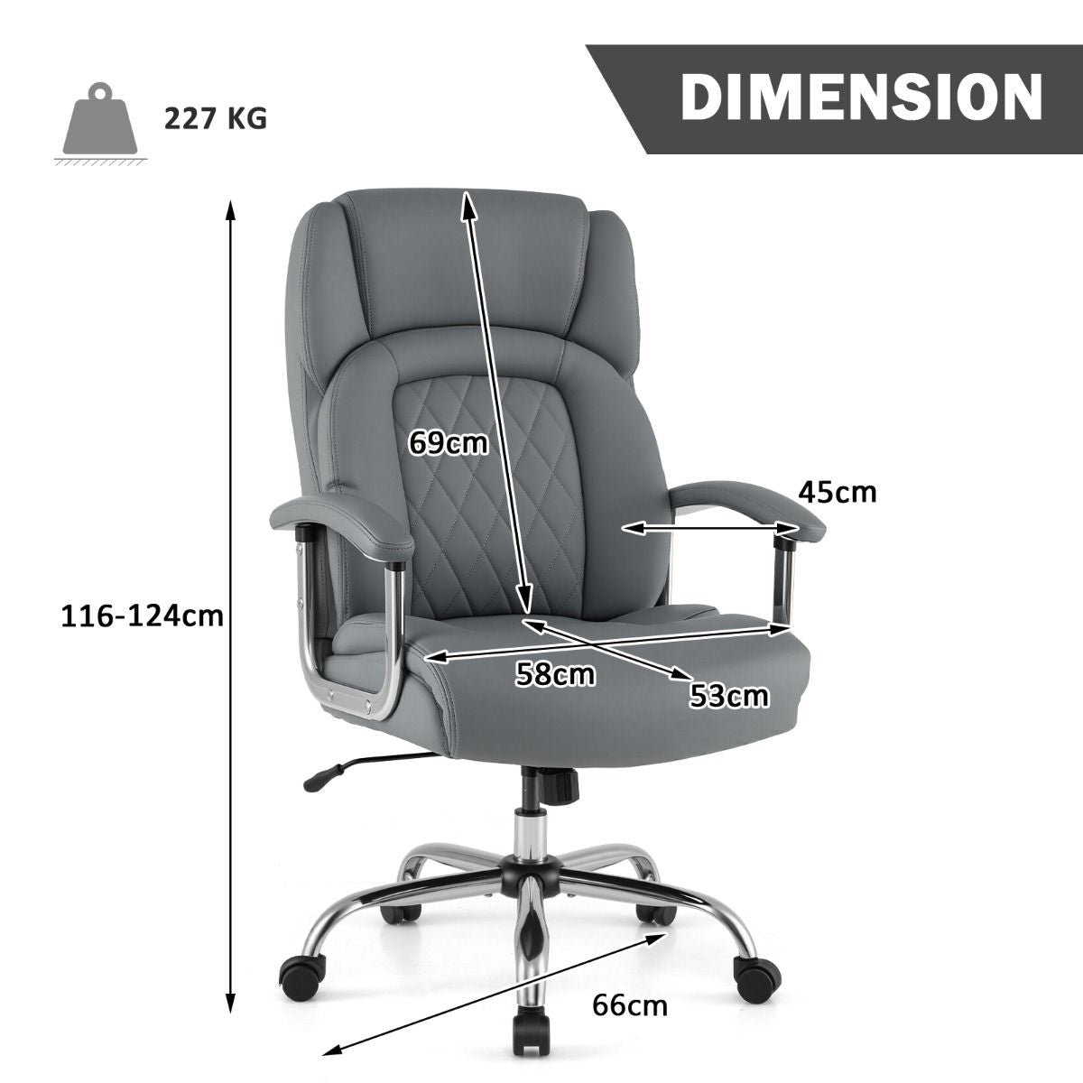 Leather Office Chair with Rocking Mode and Armrests