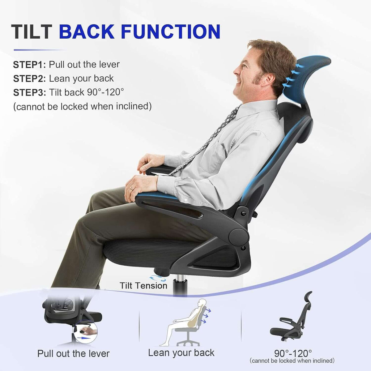 Black Ergonomic Mesh Office Chair | Lumbar Support & Flip-Up Arms