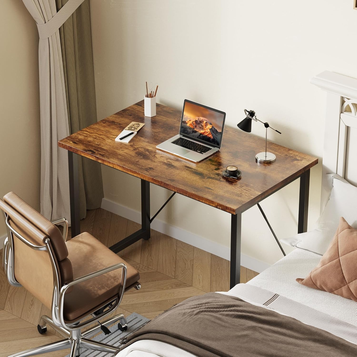 Computer Desk 80 X 50 X 75 Cm, Home Office, Study Writing Desks Small Desks for Small Spaces, Laptop Table for Home Workstations, Industrial Design Black Desk Metal Frame, Rustic Brown