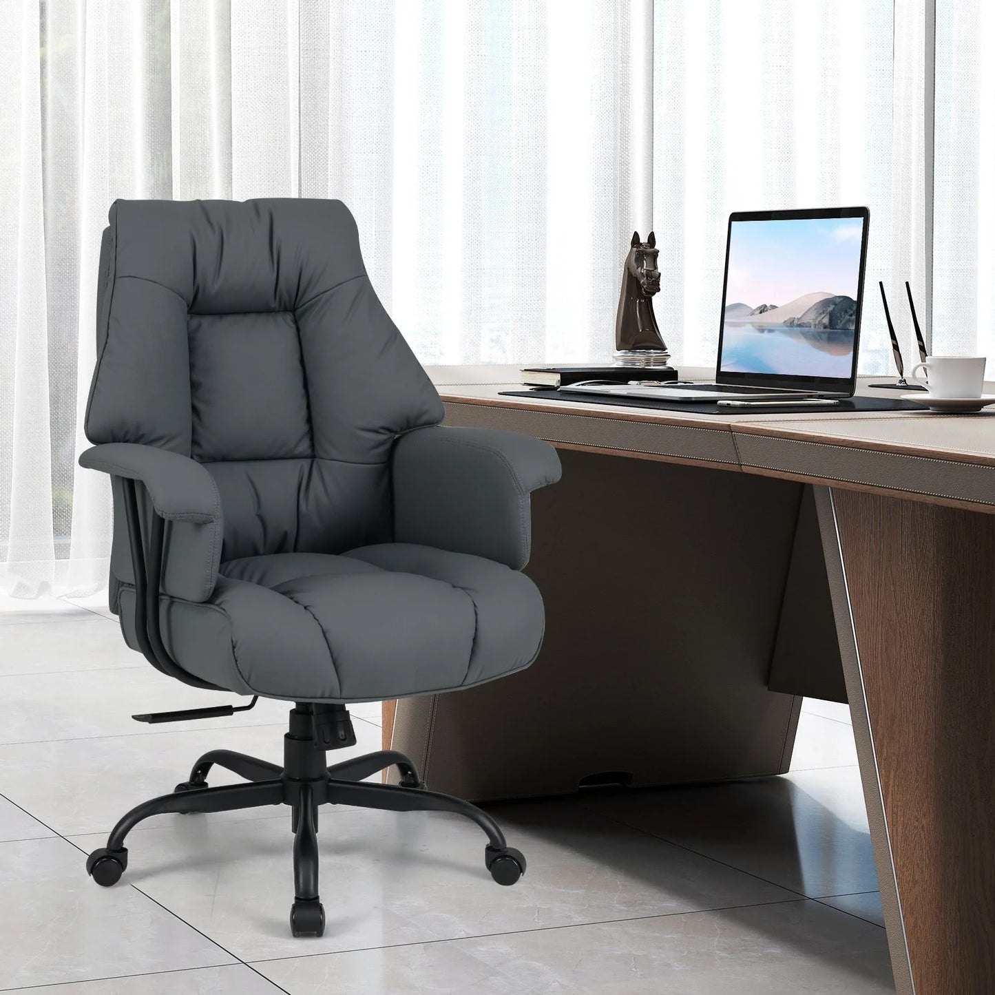 Ergonomic Office Chair with Spring Cushion Seat and Adjustable Swivel Seat