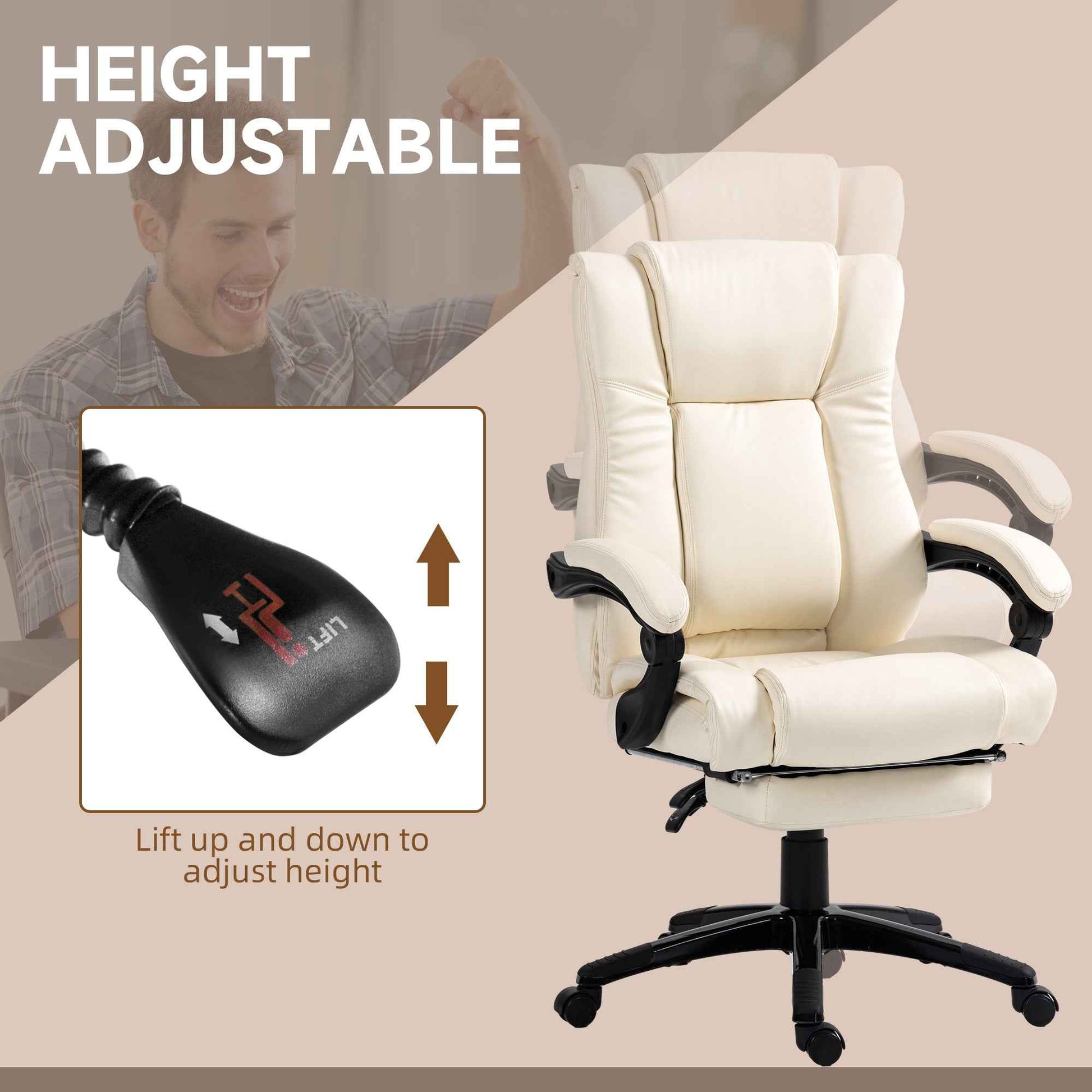 PU Leather Executive Office Chair with Foot Rest - Ergo Heights