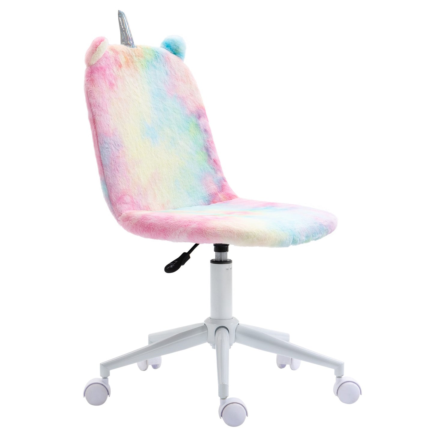 Fluffy Unicorn Office Chair with Swivel Wheel, Cute Desk Chair, Rainbow