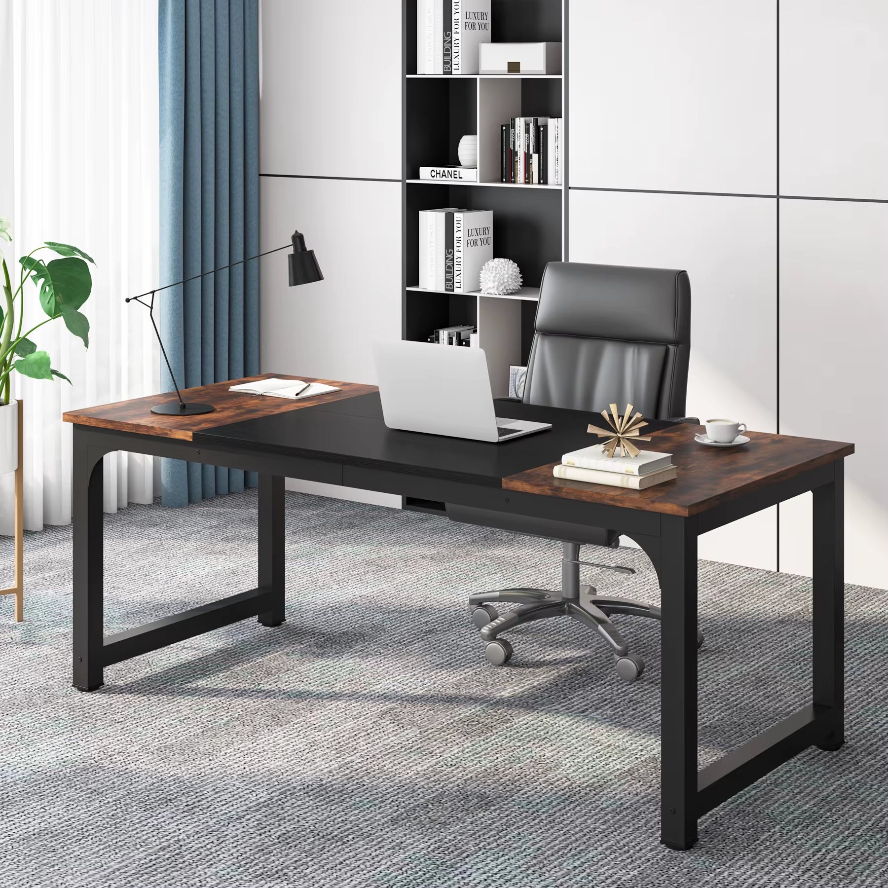 Modern Computer Desk Large Office Desk Computer Table Study Writing Desk Workstation for Home Office
