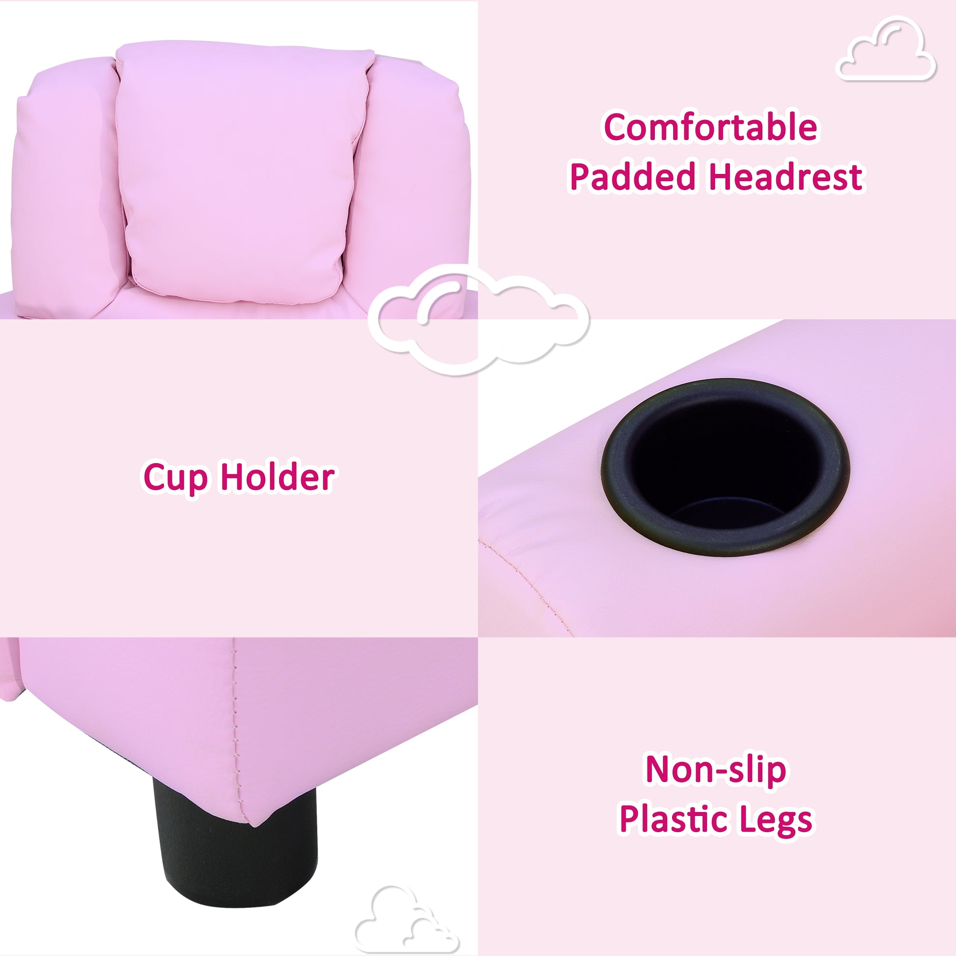 Kids Recliner Armchair Games Chair Sofa Childrens Seat in PU Leather Pink Blue
