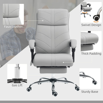 Office Chair with 4 Point Vibration Massage and Heat, Footrest, Light Grey