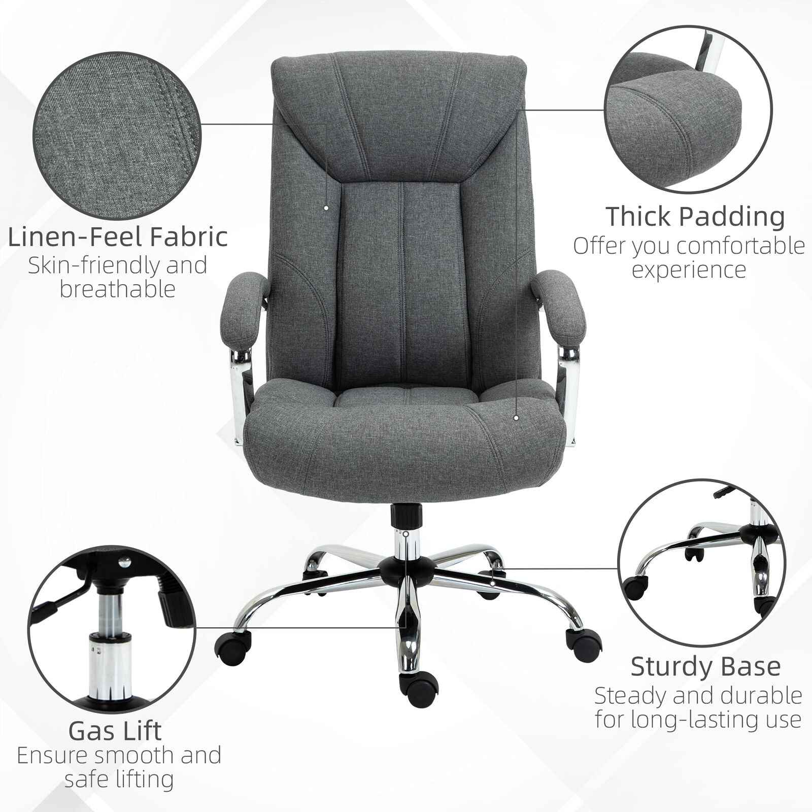 Ergo Heights Adjustable Ergonomic Office Chair with Padded Support - Ergo Heights