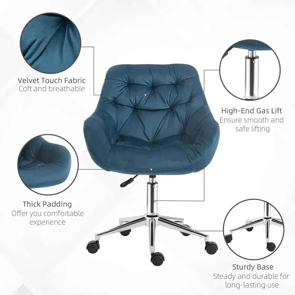 Velvet Home Office Chair with Adjustable Height - Ergo Heights