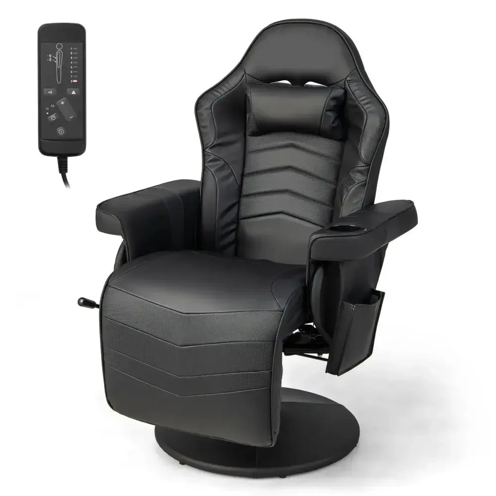 Electric Massage Gaming Chair with Cup Holder and Side Pouch - Ergo Heights