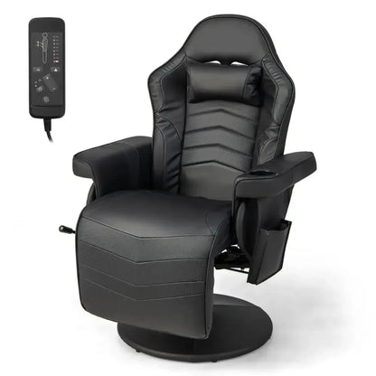 Electric Massage Gaming Chair with Cup Holder and Side Pouch - Ergo Heights