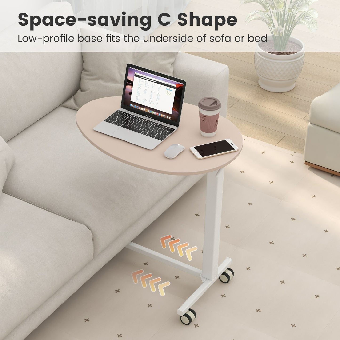 Mobile Standing Desk with Pneumatic Lift